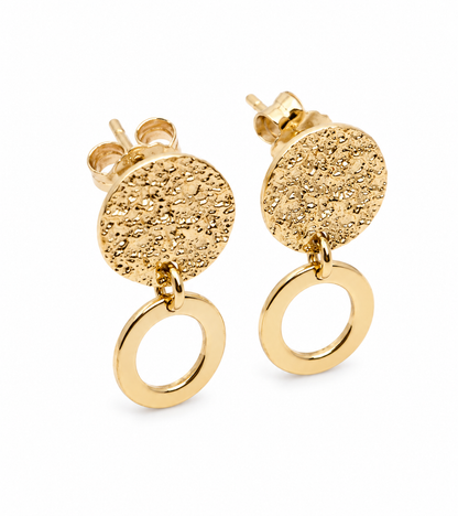 Genuine 9ct 9k 375 Yellow, Rose or White Gold Stud Disc Earrings Round Earrings