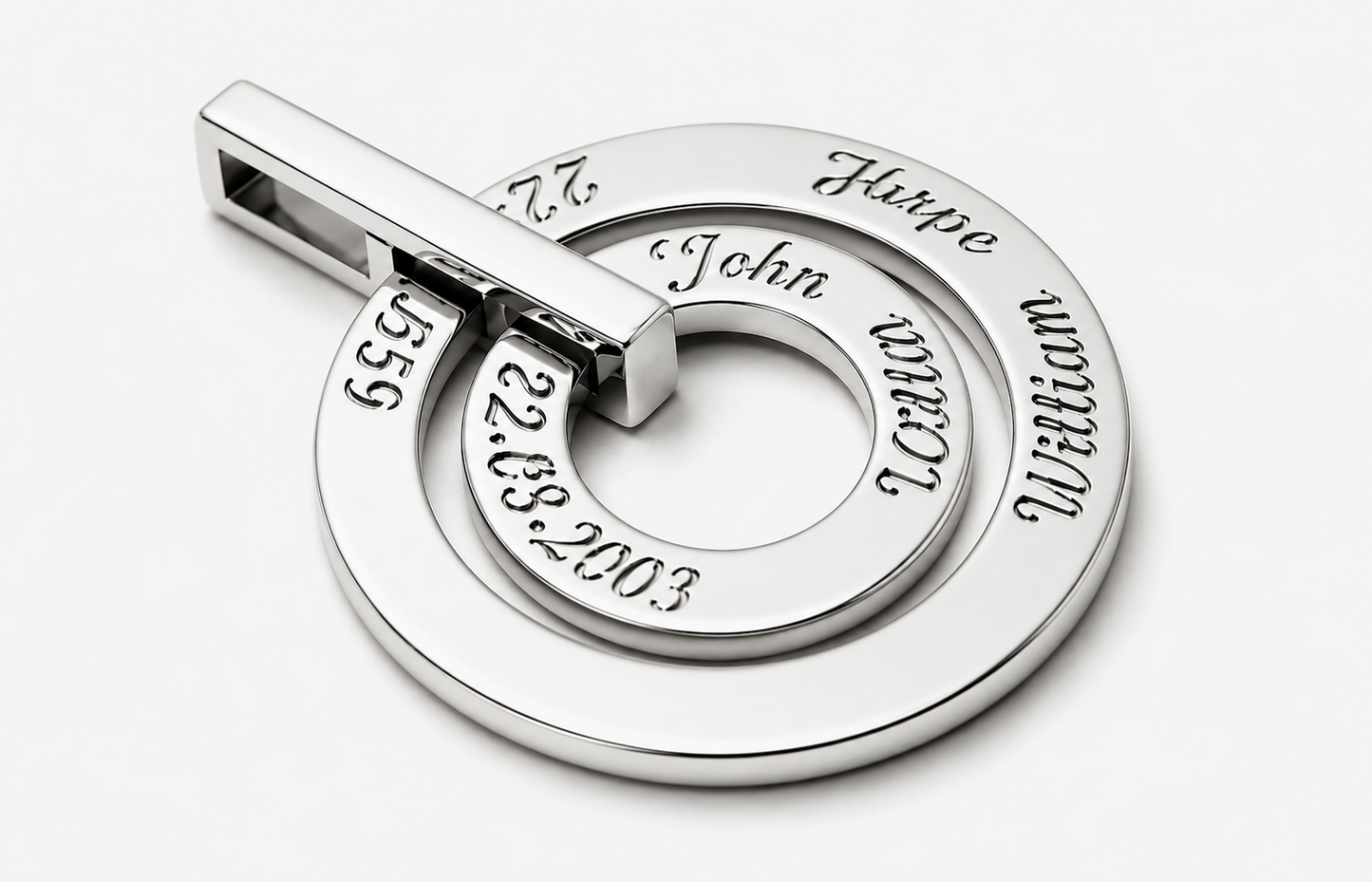 Solid 9ct 9k 375 Yellow, Rose or White Gold Personalized & Engraveable 2 Circles Pendant