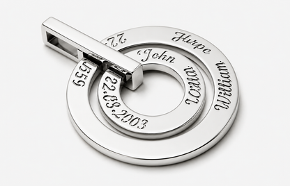 Solid 9ct 9k 375 Yellow, Rose or White Gold Personalized & Engraveable 2 Circles Pendant