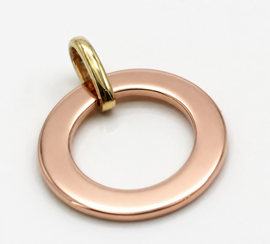 Genuine Solid Two Tone 9ct 9K 375 White, Rose, Yellow Gold Engravable Circle Pendant