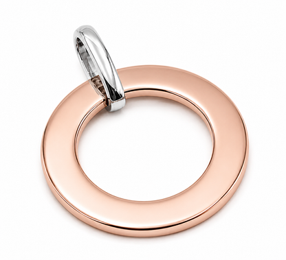 Genuine Solid Two Tone 9ct 9K 375 White, Rose, Yellow Gold Engravable Circle Pendant