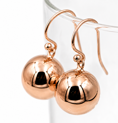 Kaedesigns Genuine 9ct 9kt 375 Yellow, Rose or White Gold 14mm Euro Ball Drop Earrings
