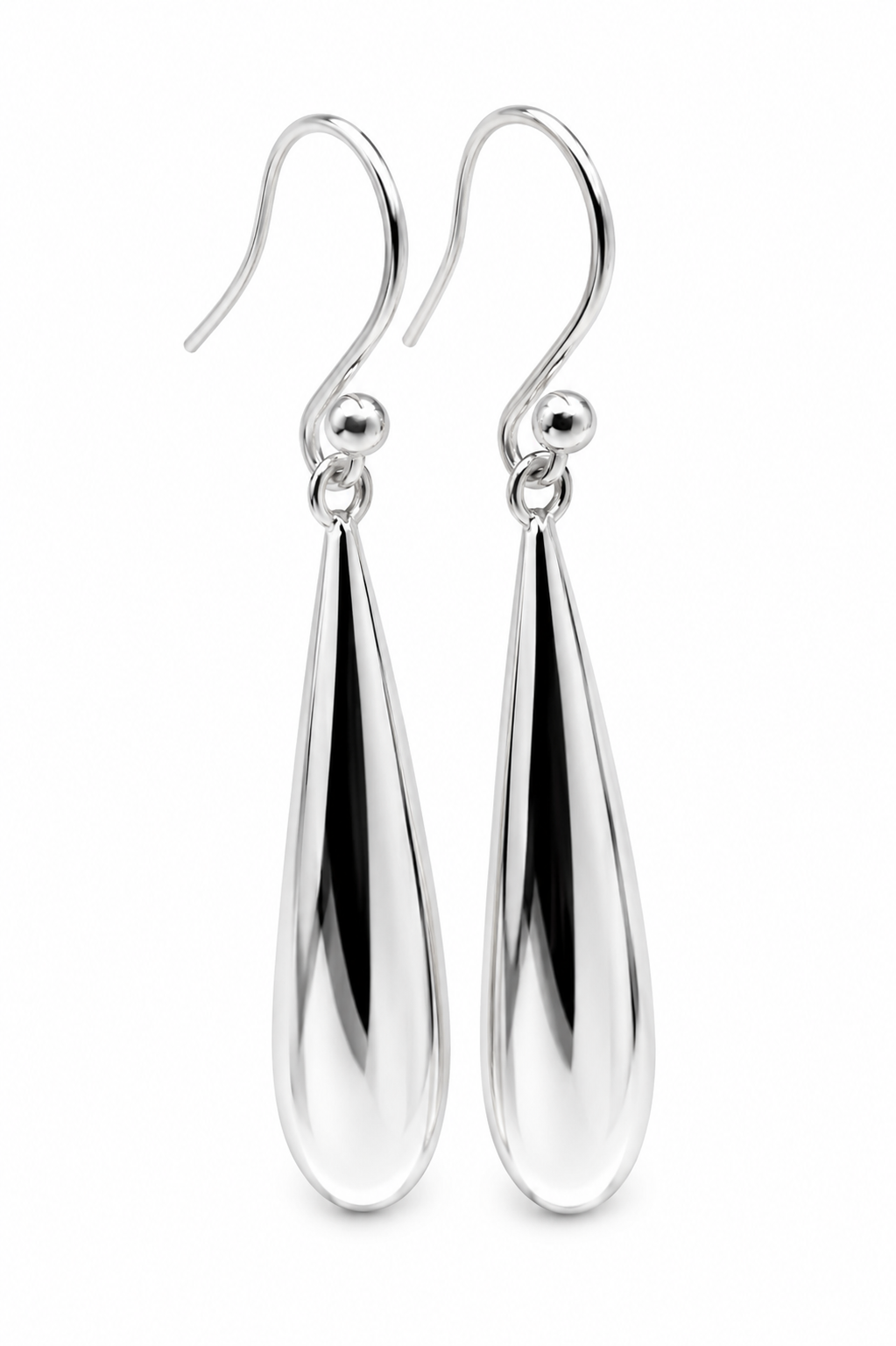 Genuine Sterling Silver 925 Teardrop Tear Drop Hook Earrings