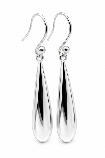 Genuine Sterling Silver 925 Teardrop Tear Drop Hook Earrings