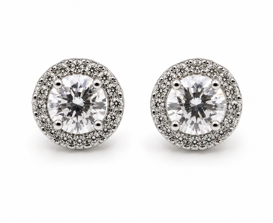 Genuine 9ct 9k White Gold G/S1 2ct Lab Grown Diamond Studs Earrings
