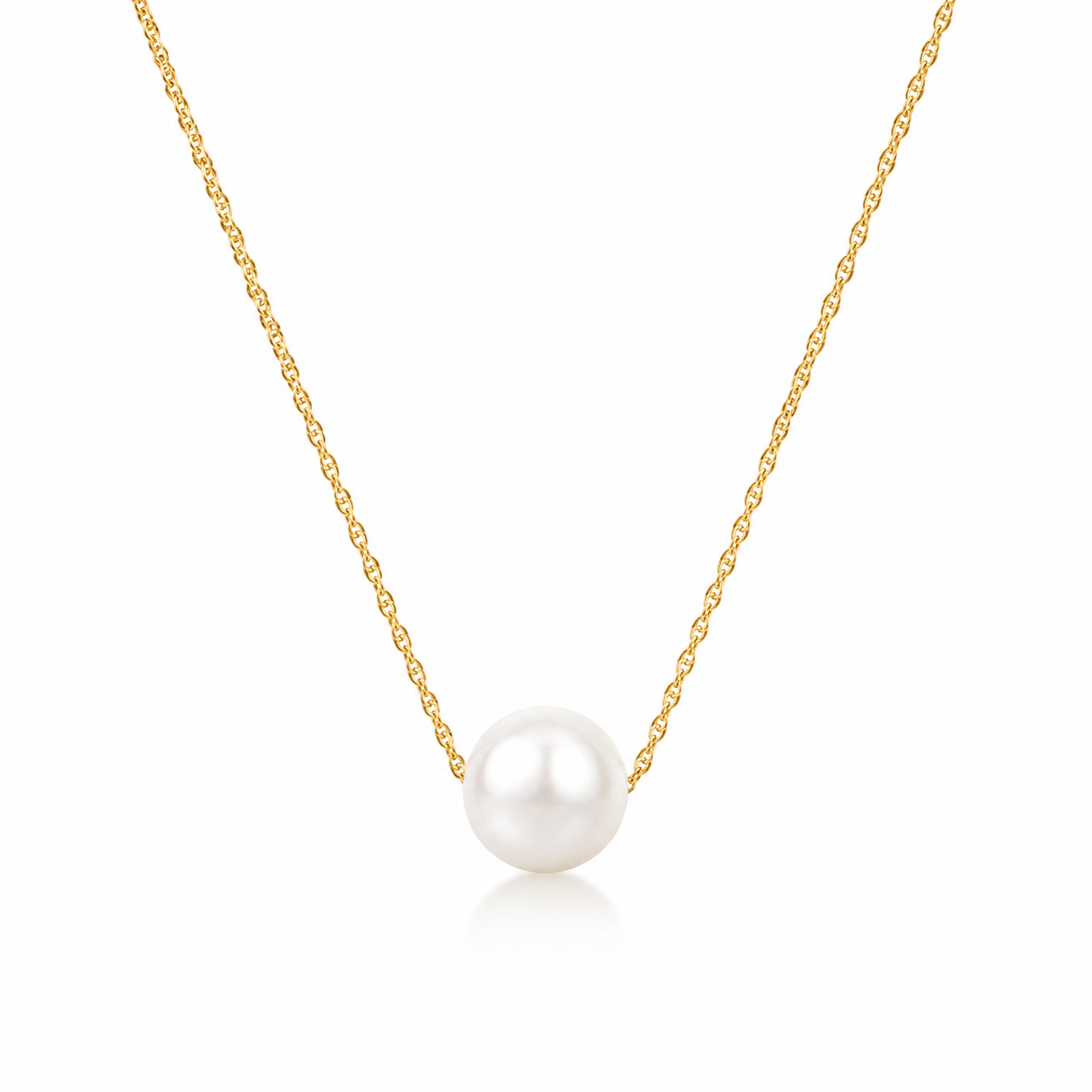 Genuine 9ct 9K 375 Yellow Gold Curb Necklace Chain 43cm Freshwater Pearl