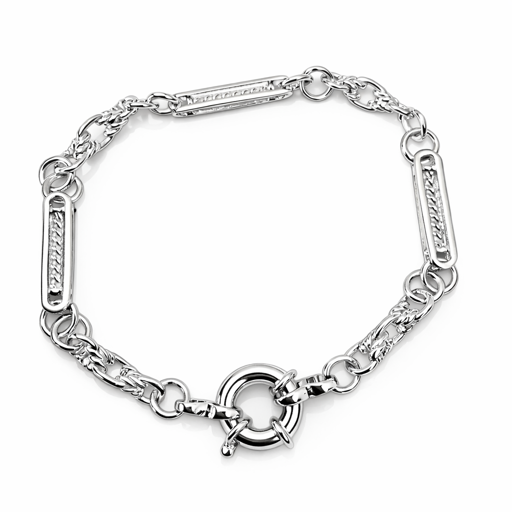 Sterling Silver 925 or Sterling Silver Gold Plated Yellow HGP 19cm Antique Bracelet + Bolt Ring