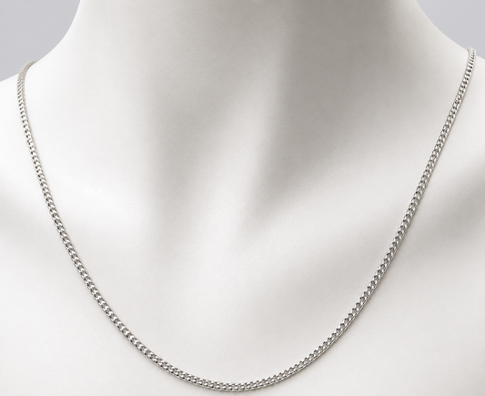 Genuine 9ct 9k 375 White Gold Diamond Cut Curb Necklace Chain 2.5grams 40cm