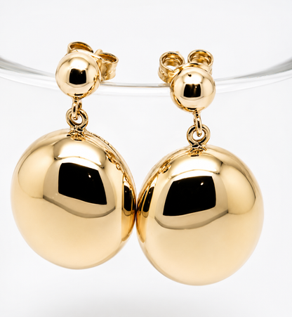 Very Large Size 9ct 9K Solid Yellow, Rose or White Gold Stud Half Oval Bubble Earrings