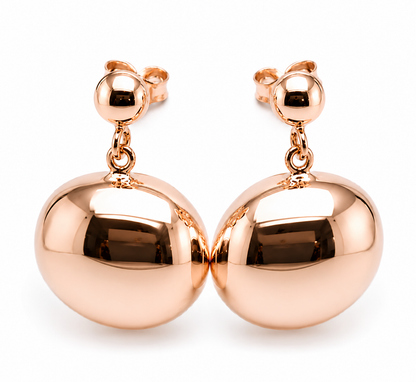 Genuine Very Large Size 9ct 9K Solid Yellow, Rose or White Gold Stud Half Oval Bubble Earrings