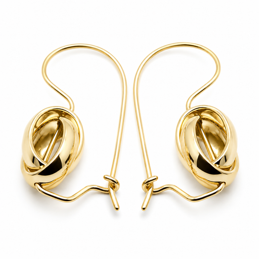 Kaedesigns Genuine 9ct 9K 375 Yellow, Rose or White  Gold Spinning Oval Belcher Ball Earrings