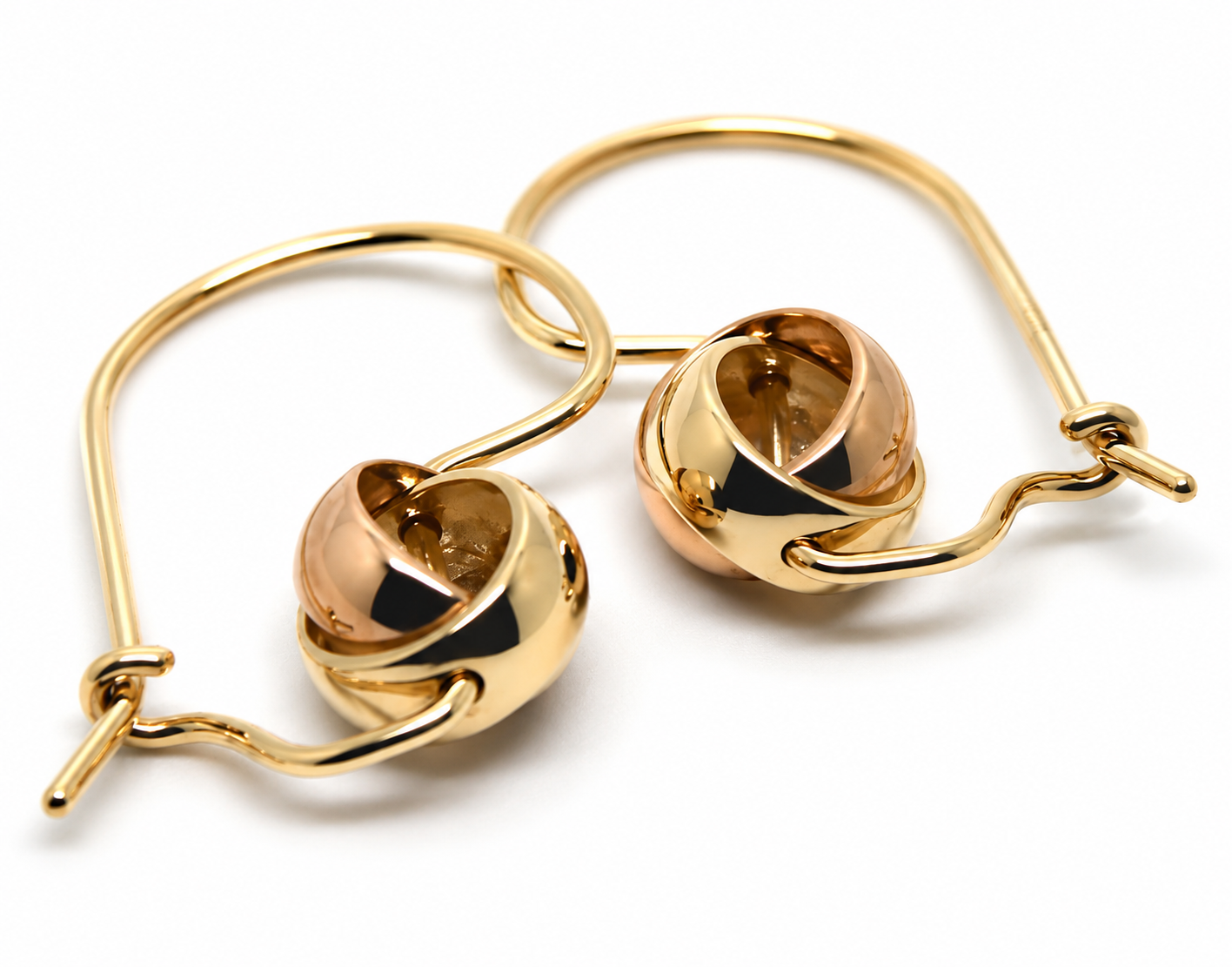 Kaedesigns New 9ct 8mm Yellow & Rose Gold Belcher Spinning Earrings