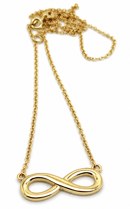Kaedesigns 9ct 9k 375 Solid Yellow Gold Infinity Long 56cm Belcher Necklace