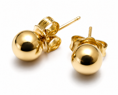 Genuine 9ct 9k 375 Yellow Gold 7mm Stud Ball Earrings