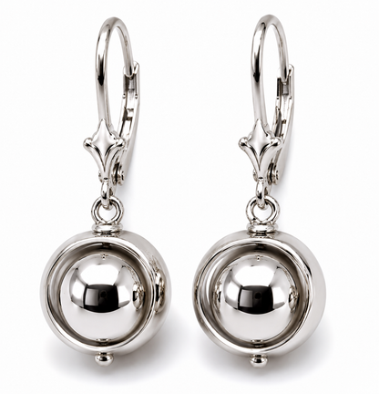 Genuine 9ct 9k 375 Yellow, Rose or White Gold 12mm Spinning Belcher Ball Continental Hooks Earring