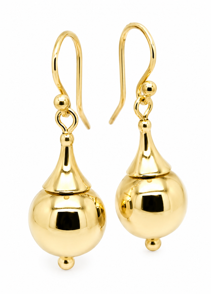 Genuine 9ct 9k 375 Yellow Or White Or Rose Gold 12mm Euro Ball Drop Earrings