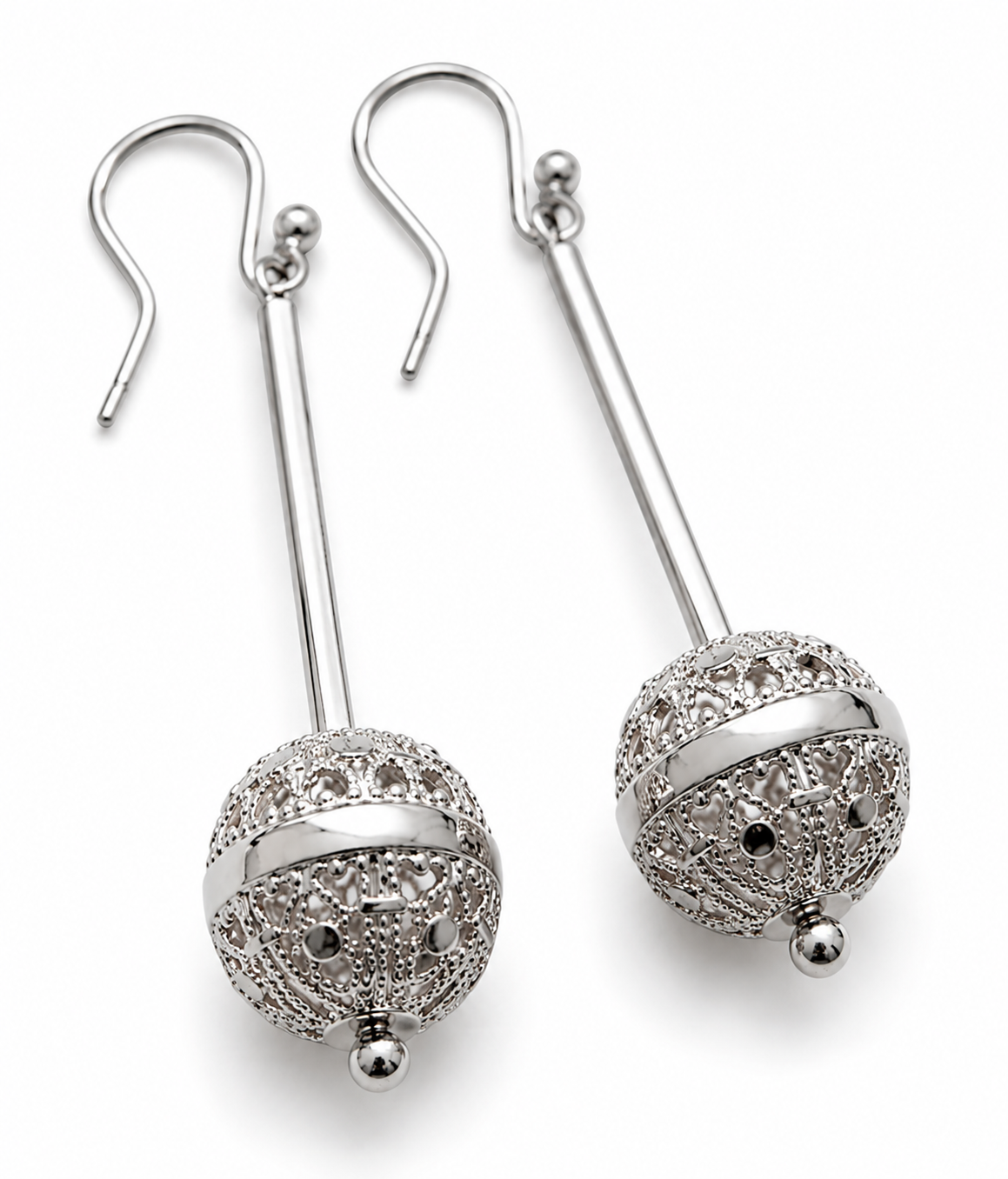 Kaedesigns, 9ct Yellow Or White Or Rose Gold 375 12mm Filigree Ball Hook Earrings
