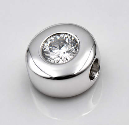 Genuine Small 9ct 375 Yellow, Rose or White Gold Bezel Set Gold Slider Charm Pendant