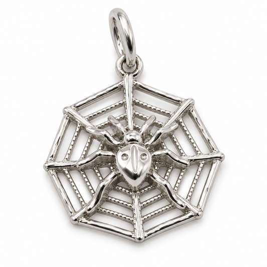 Kaedesigns Genuine Solid Sterling Silver 925 Spider Web Pendant Charm