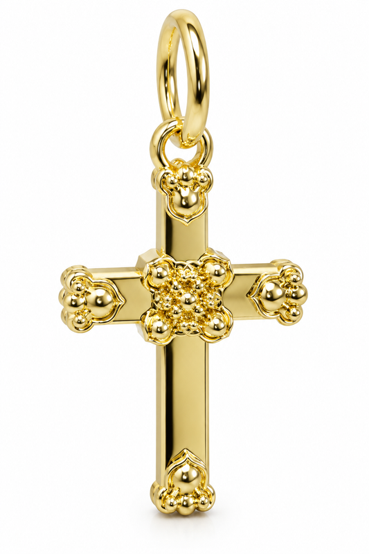 Genuine 9ct 9k Yellow, Rose or White Gold Small Fancy Cross Tiny Small Pendant / Charm