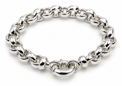 Sterling Silver 925 Handmade Belcher bracelet with Bolt Ring 19cm 25g