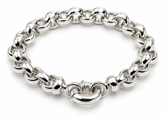 Sterling Silver 925 Handmade Belcher bracelet with Bolt Ring 19cm 25g
