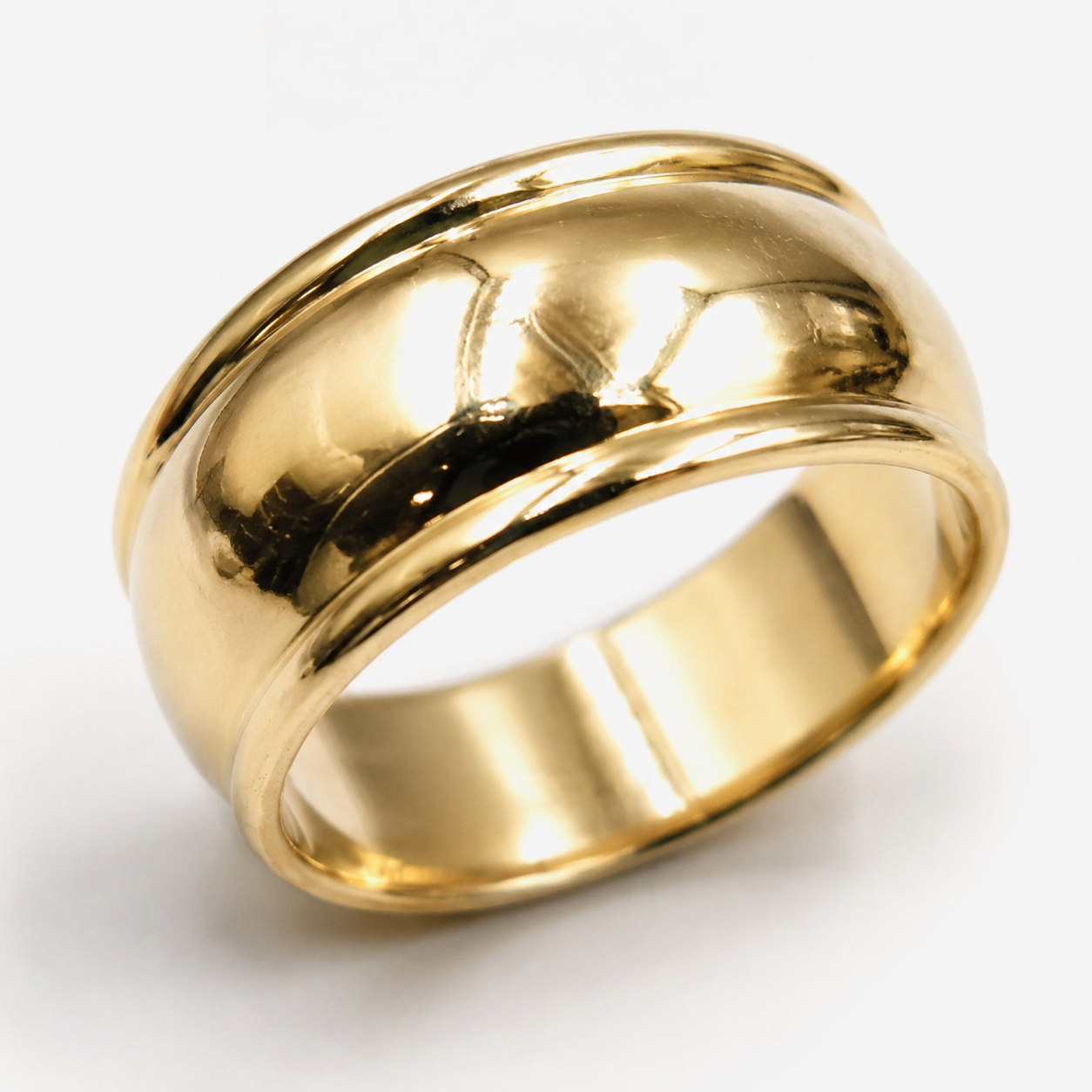 Genuine 9ct 9K 375 Yellow, Rose or White Gold Ridged Dome Ring 10mm - Choose your size