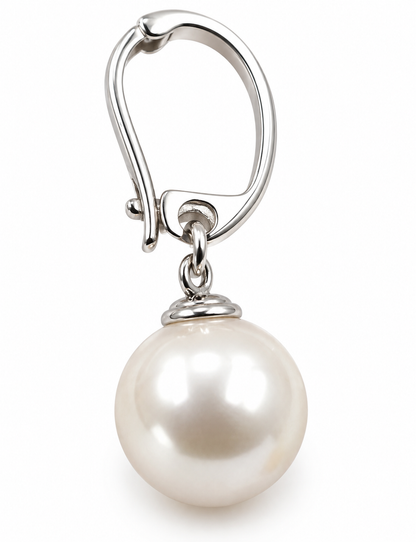 Sterling Silver 925 10mm Shell White Pearl Ball Enhancer Pendant