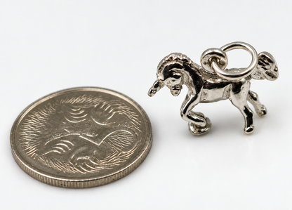 Genuine Sterling Silver or 9ct Yellow Gold 3D Unicorn Horse Pendant Charm