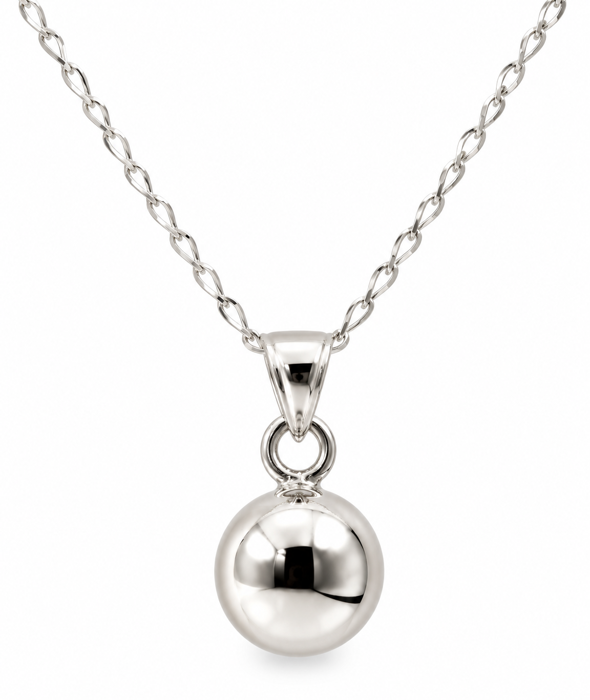 Sterling Silver 925 Ball Pendant with 60cm Curb Chain