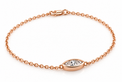 Genuine 9ct 9k 375 Yellow, Rose or White Gold Lab Grown 1.2ct Diamond Marquise Belcher 20cm Bracelet