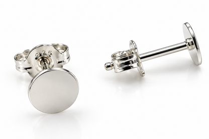 Kaedesigns New Sterling Silver 925 6mm Round Disc Stud Earrings