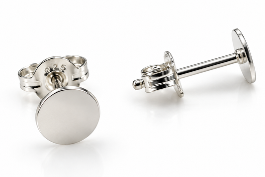 Kaedesigns New Sterling Silver 925 6mm Round Disc Stud Earrings