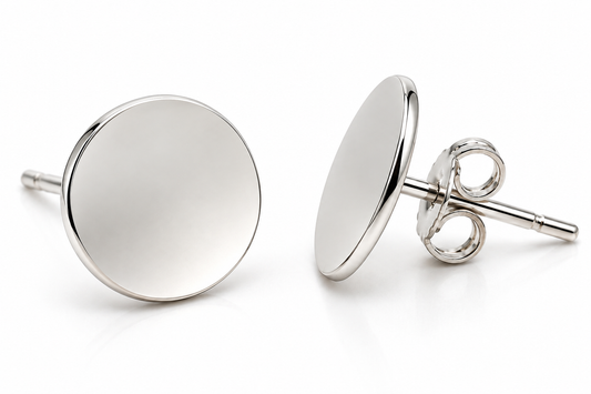 Kaedesigns Sterling Silver 925 10mm Round Disc Stud Earrings