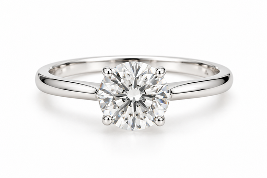 Genuine 18ct White Gold 1.2ct Certified Lab Grown Round Diamond Solitaire Engagement Ring