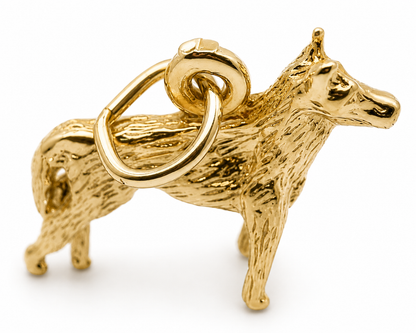 Genuine 9ct 9k 375 Yellow, Rose or White Gold Alsatian Dog German Shepherd Charm or Pendant
