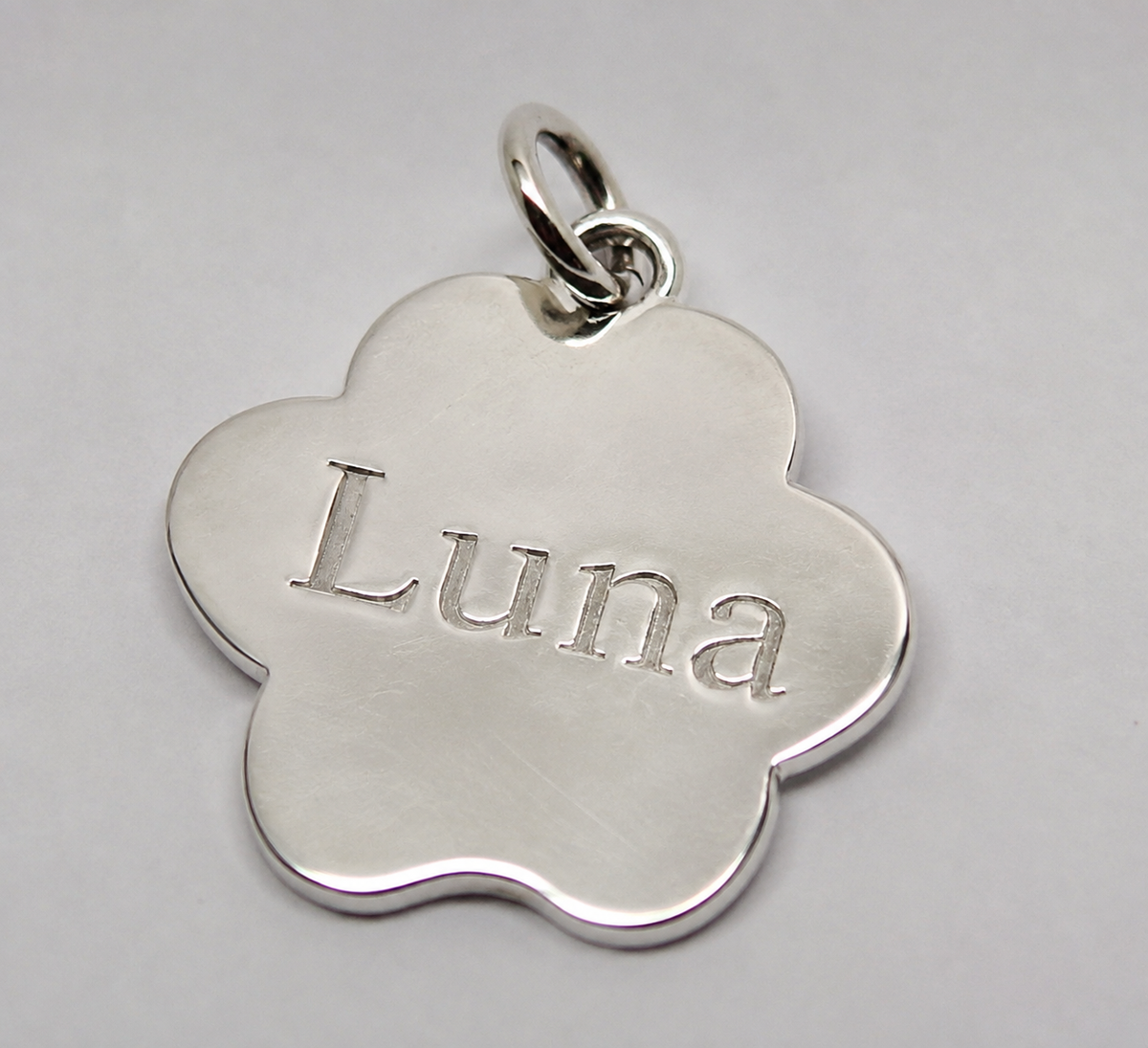 Genuine Sterling Silver 925 Large Dog Animal Paw Print Pendant + engraving of your dogs name