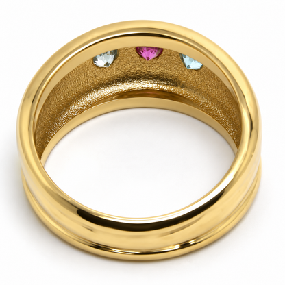 Kaedesigns, 9ct 375 Full Solid Yellow, Rose or White Gold Aquamarine Thick Dome Ring 10mm Wide