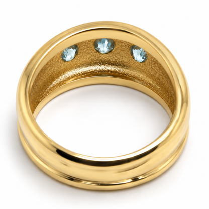 Kaedesigns, 9ct 375 Full Solid Yellow, Rose or White Gold Aquamarine Thick Dome Ring 10mm Wide