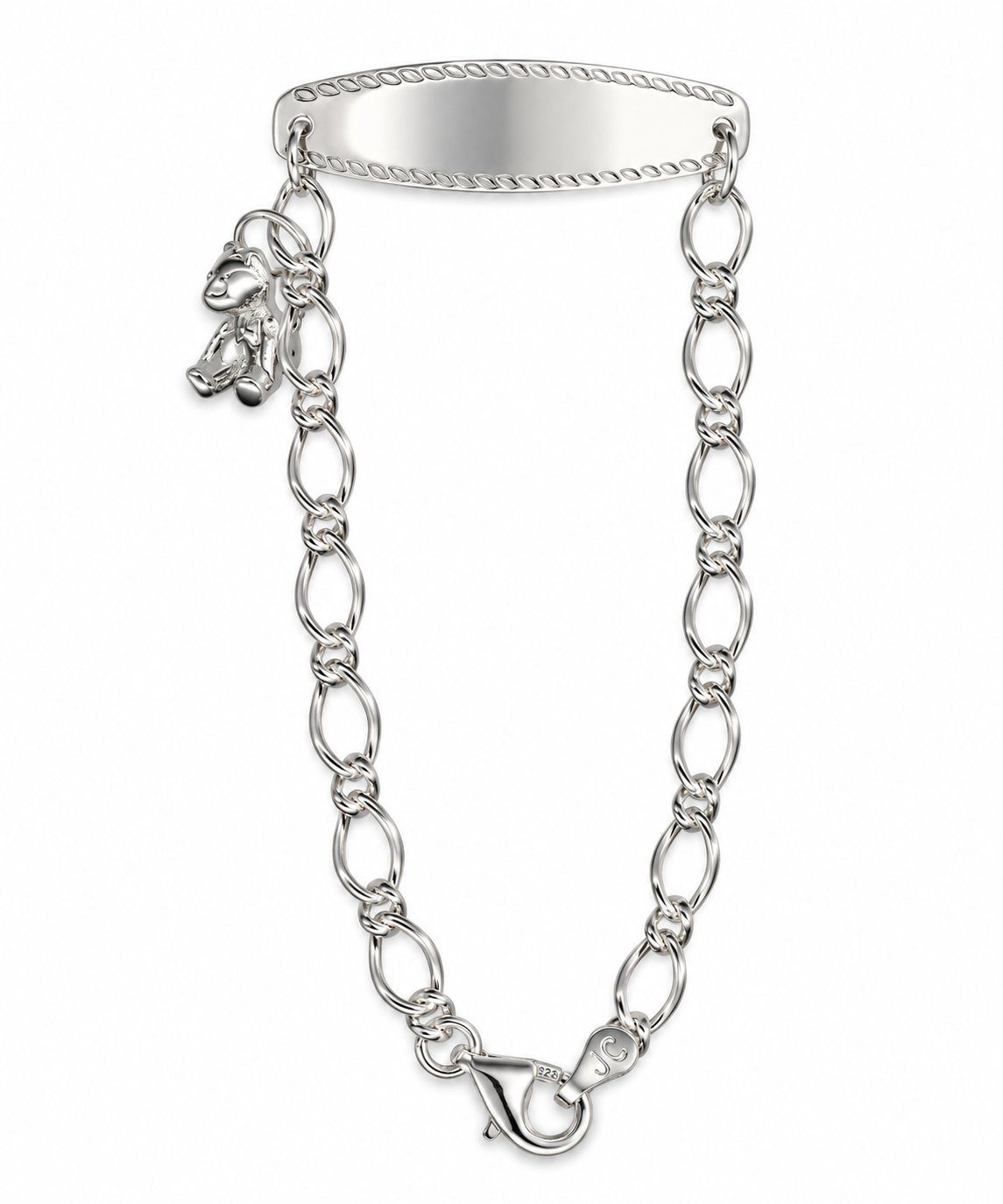 Genuine 925 Sterling Silver Teddy ID Baby Bracelet - Free engraving