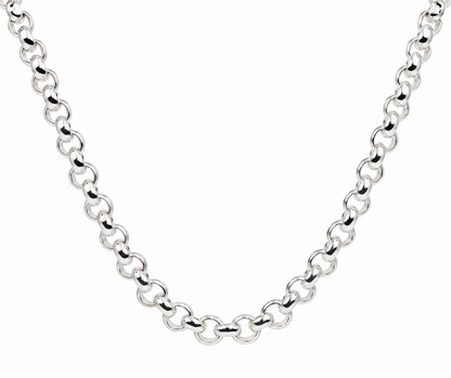 Sterling Silver 925 Round Belcher Link Chain Necklace, 45cm