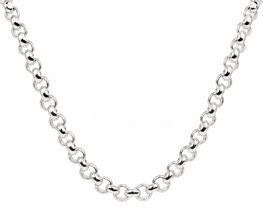 Sterling Silver 925 Round Belcher Link Chain Necklace, 45cm