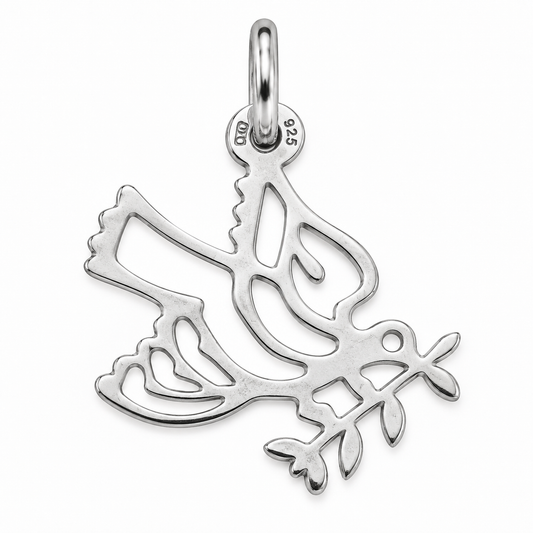 Sterling Silver 925 Peace Dove Olive Branch Charm or Pendant
