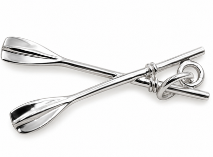 Sterling Silver 925 Crossed Oars Paddles Rowing Charm Pendant