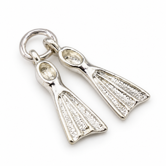 Sterling Silver 925 Pair Flippers Fin Flip Charm or Pendant Dive Diving