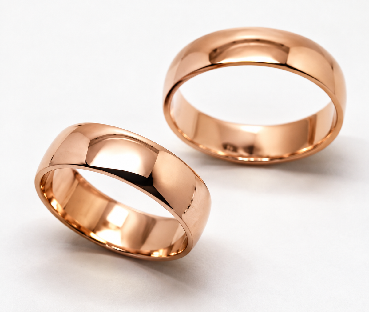 His & Hers Genuine 2 X Full Solid 9ct 9k,Rose Gold 6mm Wide Wedding Couple Bands Rings