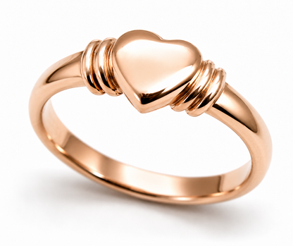 Genuine 9ct 9K 375 Yellow, Rose or White Gold Heart Signet Ring Item 280 - Choose your size F to K