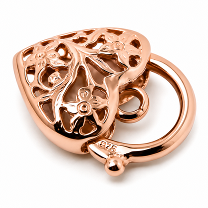 Kaedesigns Genuine 9ct 9K 375 15mm Yellow, Rose or White Gold Filigree Heart Pendant Padlock