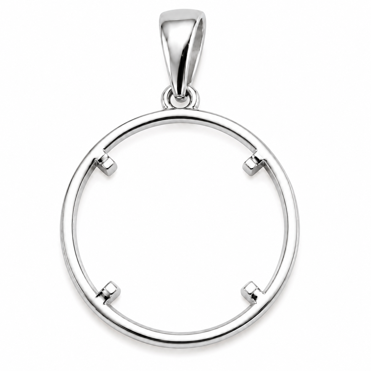 Genuine Solid 9ct 9K Yellow, Rose or White Gold Half Sovereign Plain Coin Frame 23.5mm with large Bail