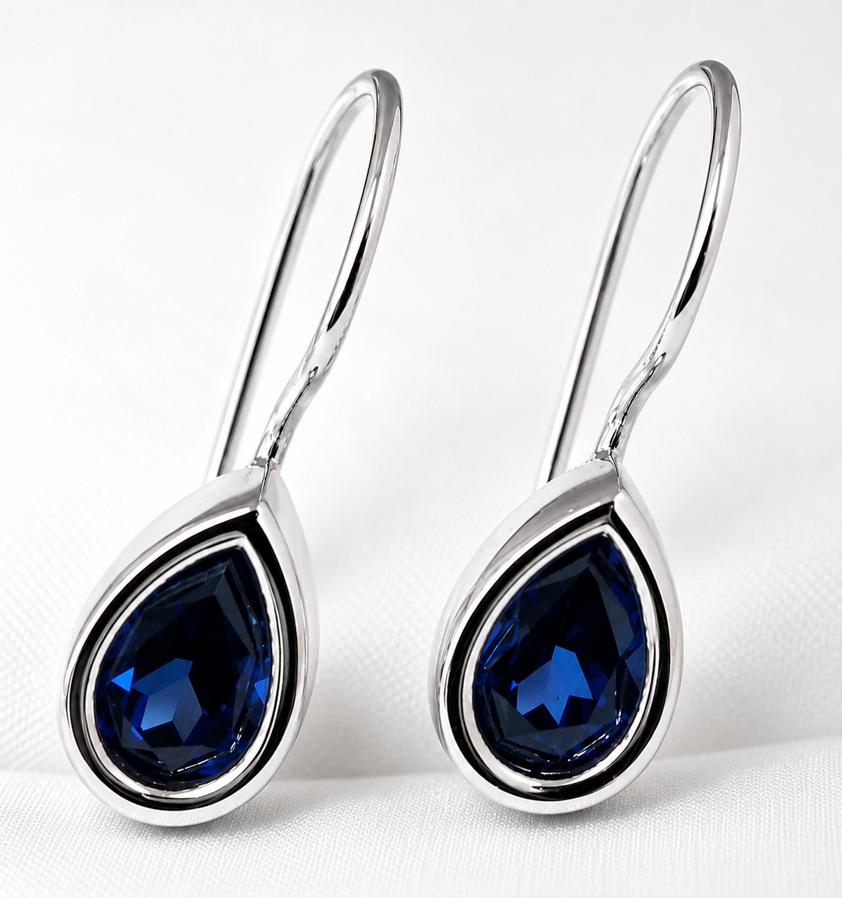 Genuine  9ct 9k 375  Yellow, Rose or White Gold Blue Stone Teardrop Earrings